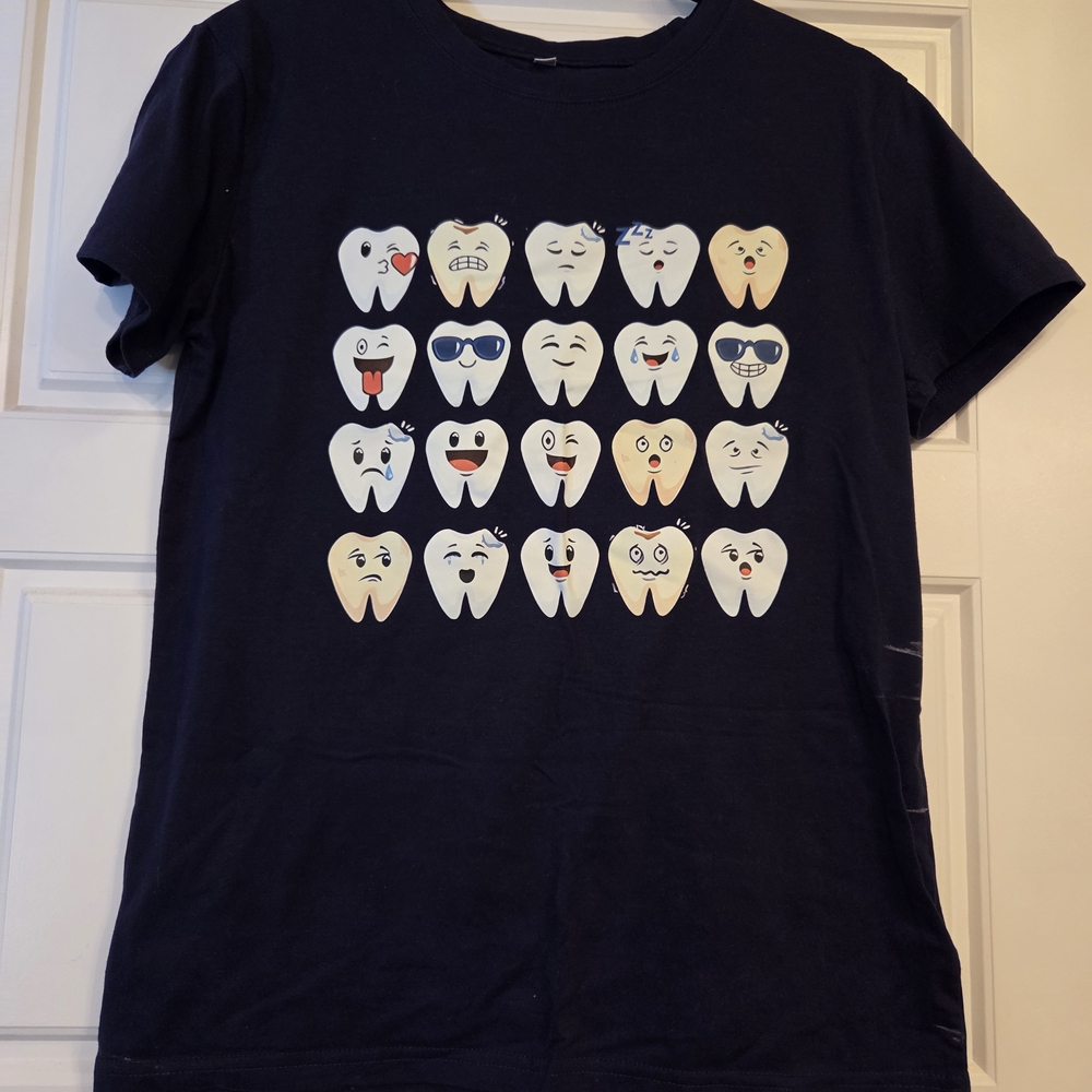 Navy Graphic Tee with Tooth Faces